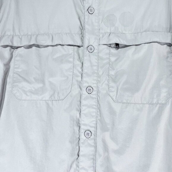 White Sierra Outdoor Shirt Beige Medium Fishing Hiking Vented Rolled Sleeves - Picture 3 of 16